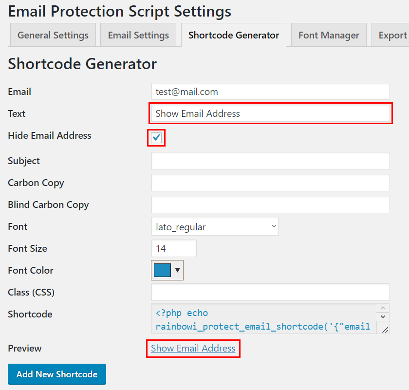 Shortcode Generator