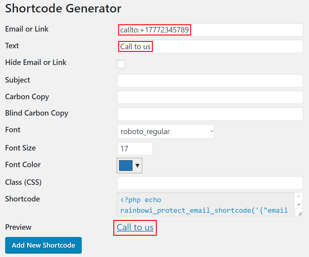 Shortcode Generator