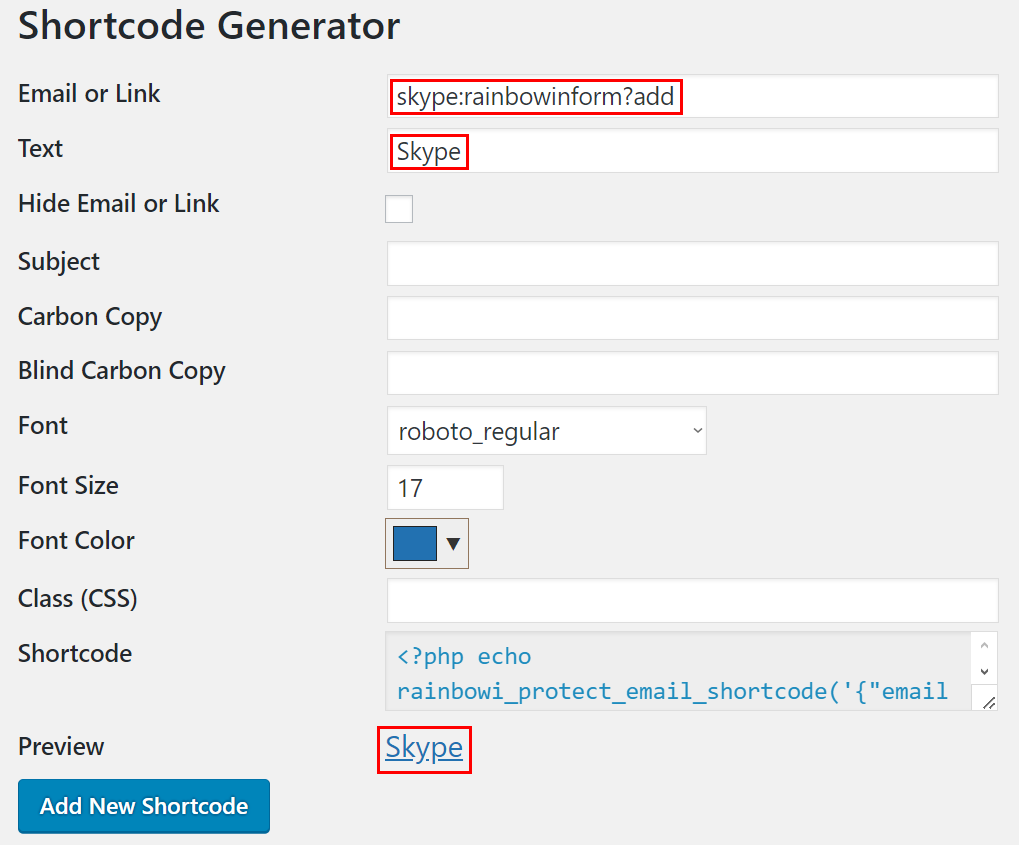 Shortcode Generator