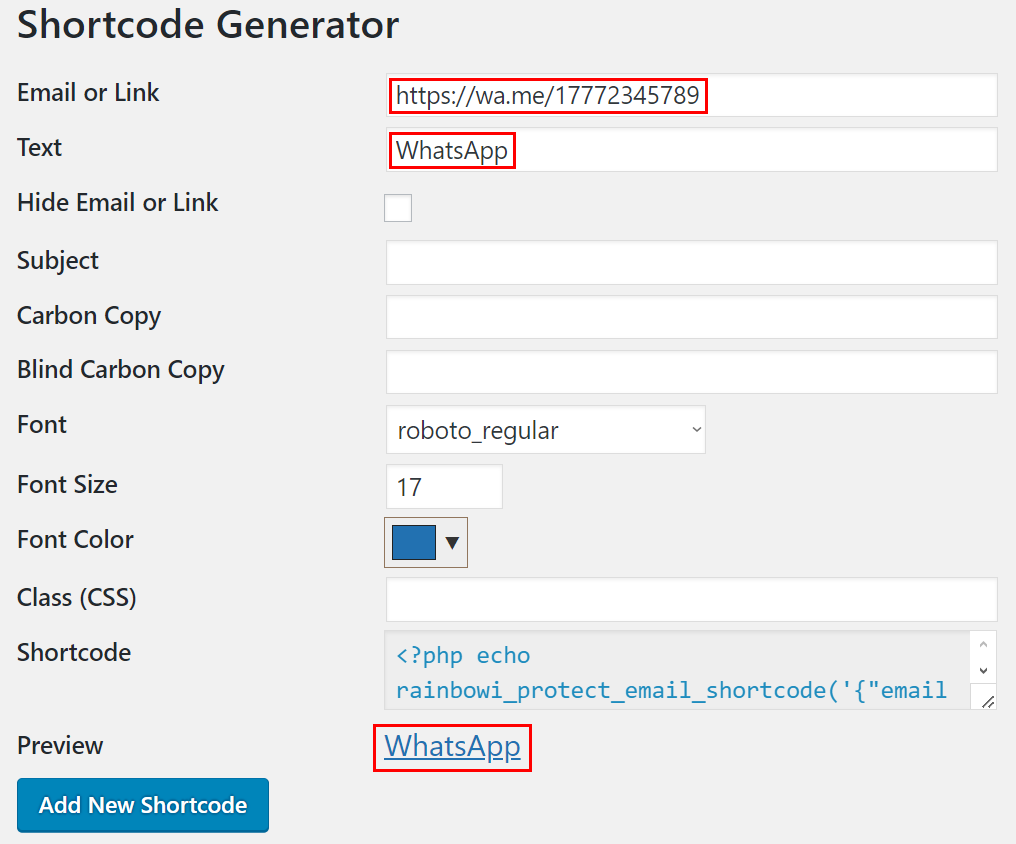 Shortcode Generator