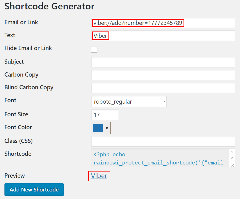 Shortcode Generator