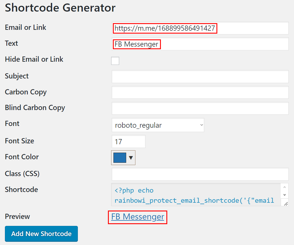 Shortcode Generator