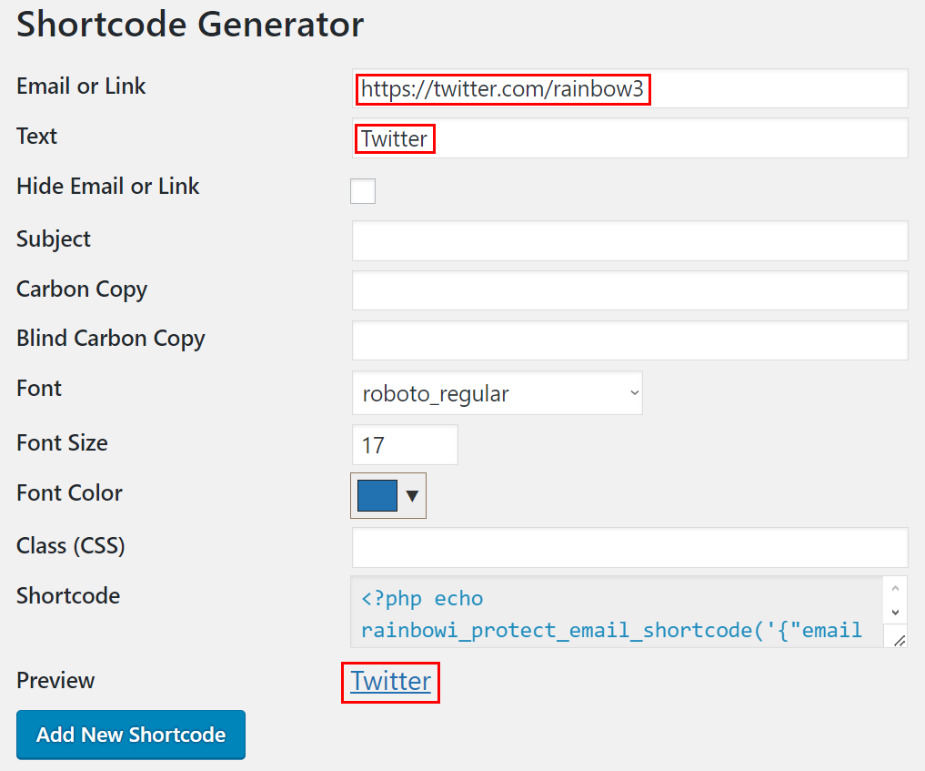 Shortcode Generator