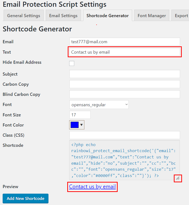 Shortcode Generator