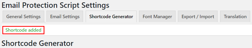 Shortcode Generator