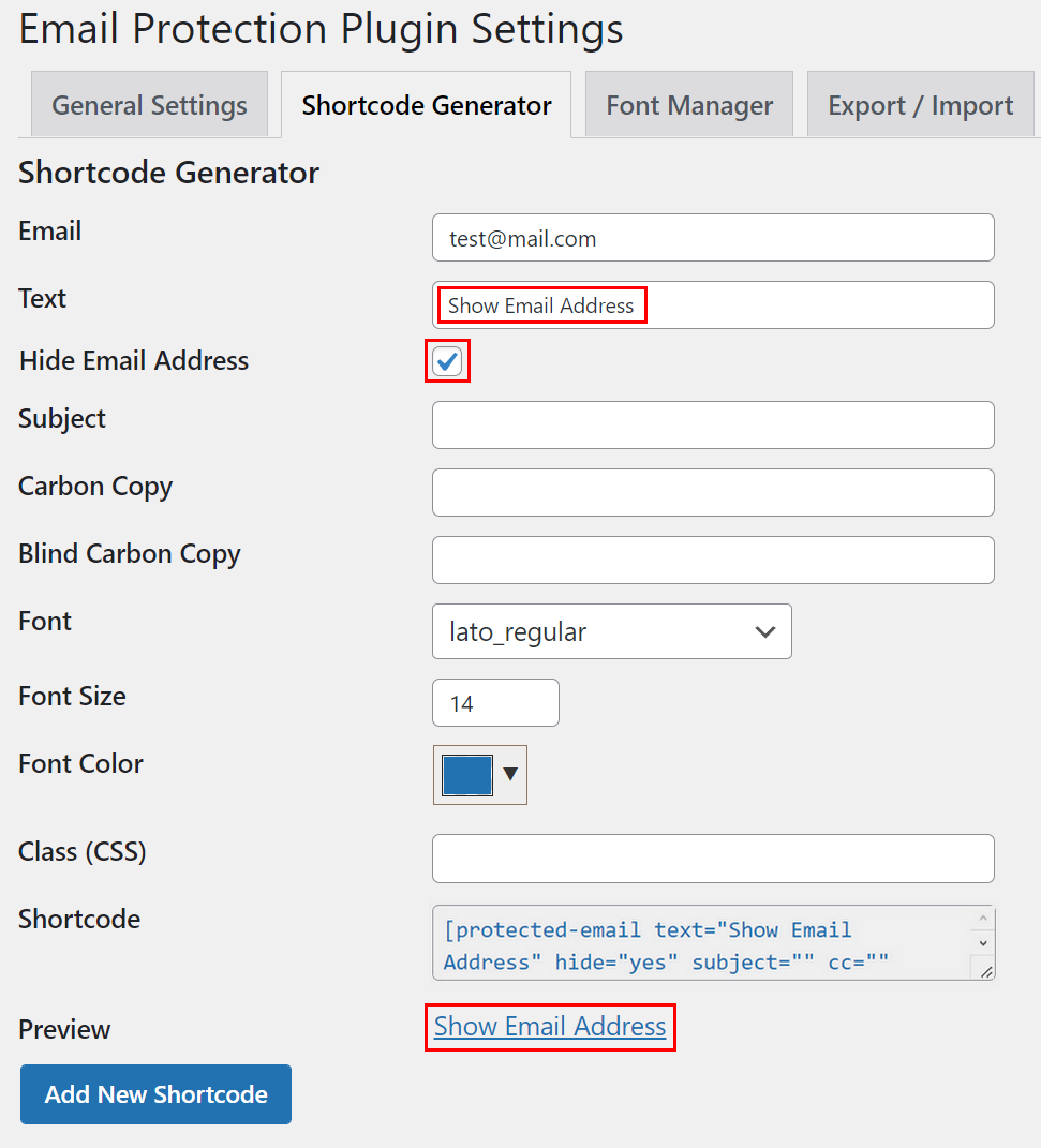 Shortcode Generator