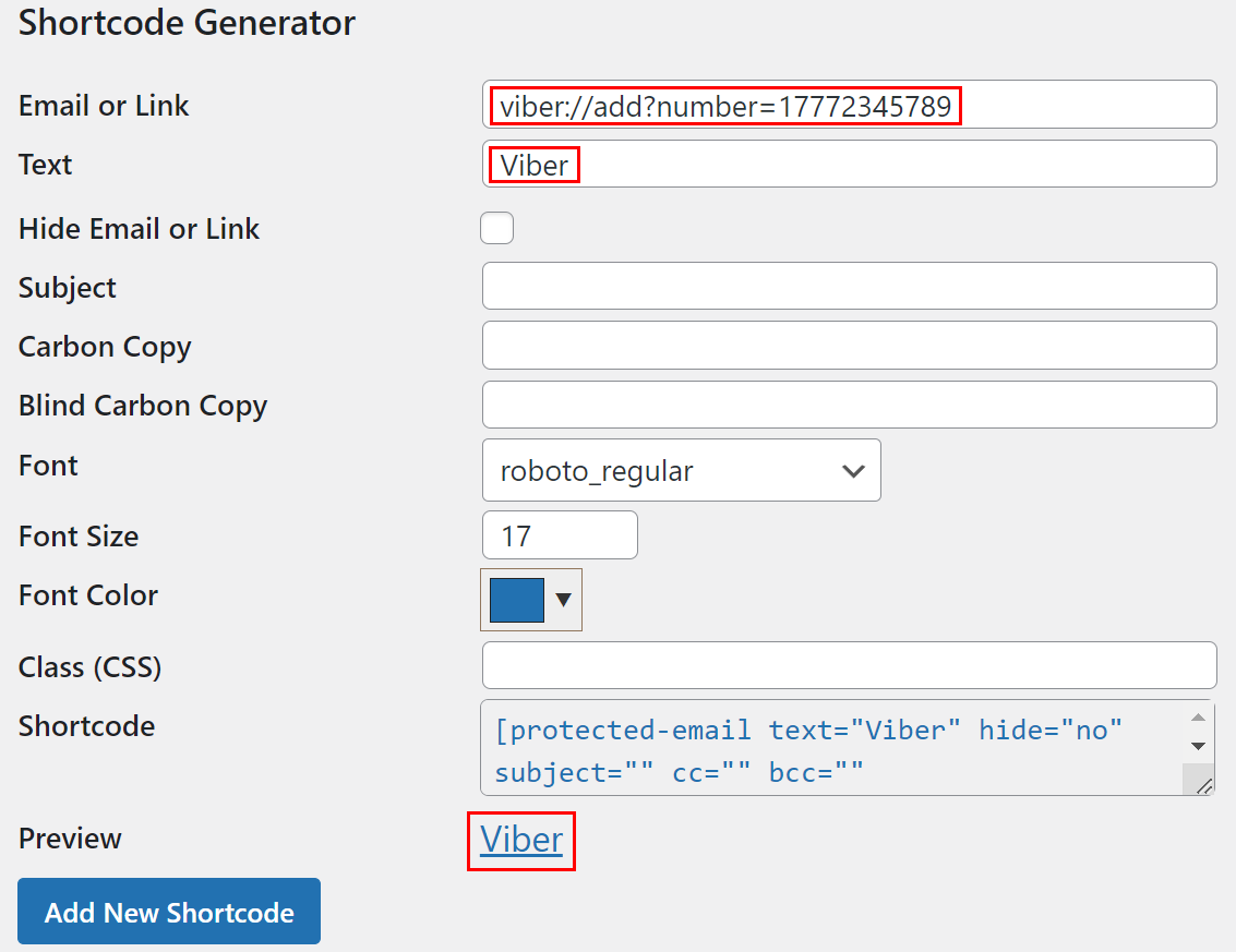 Shortcode Generator