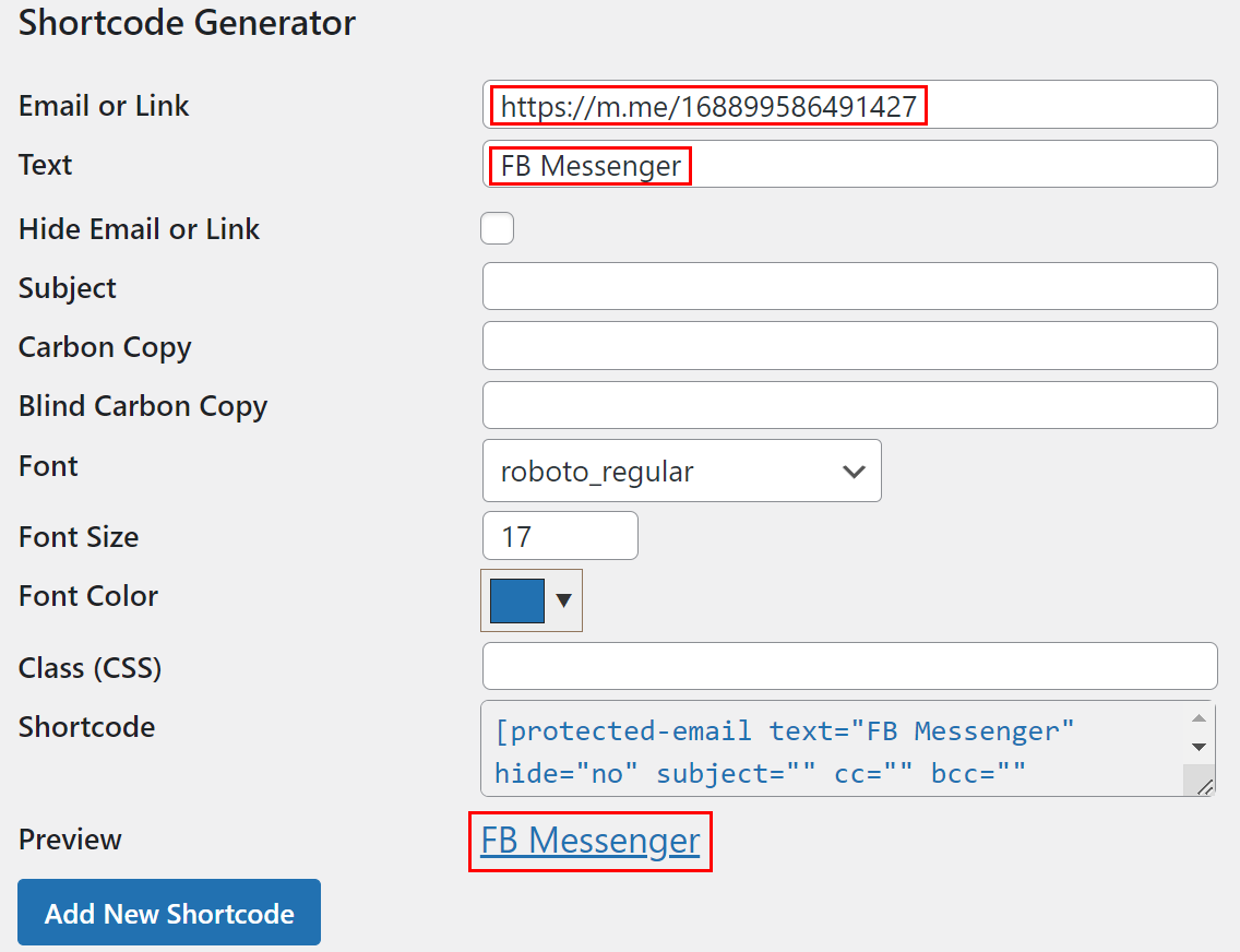 Shortcode Generator