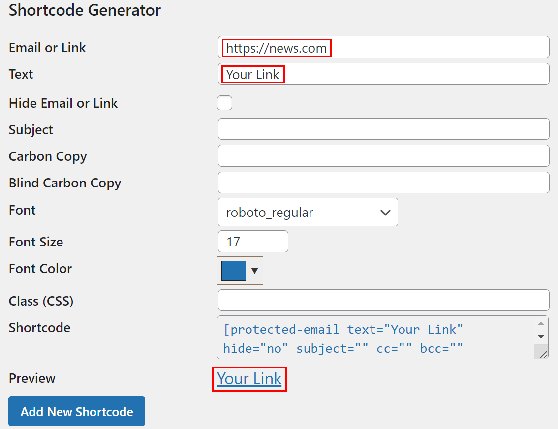 Shortcode Generator