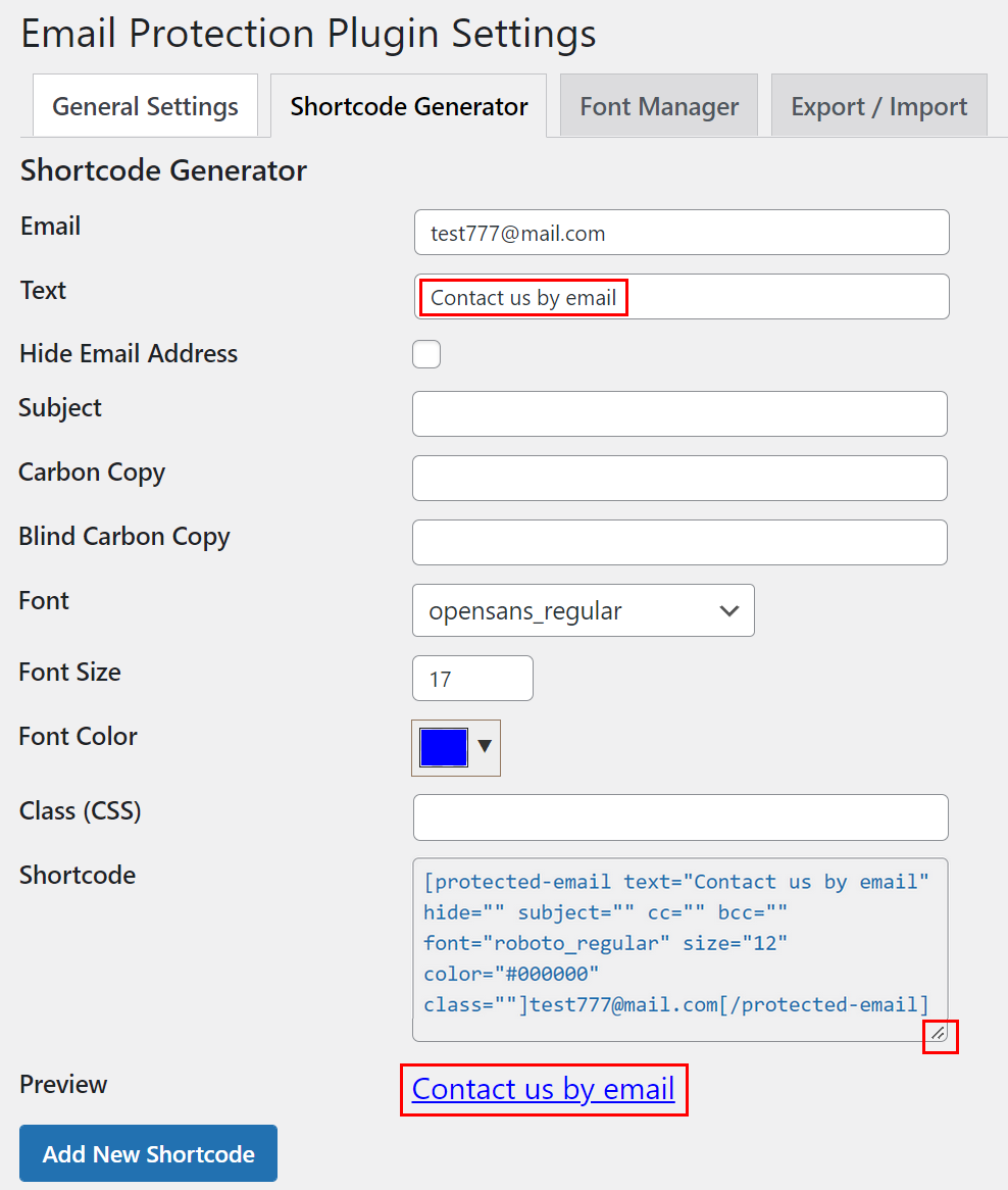 Shortcode Generator