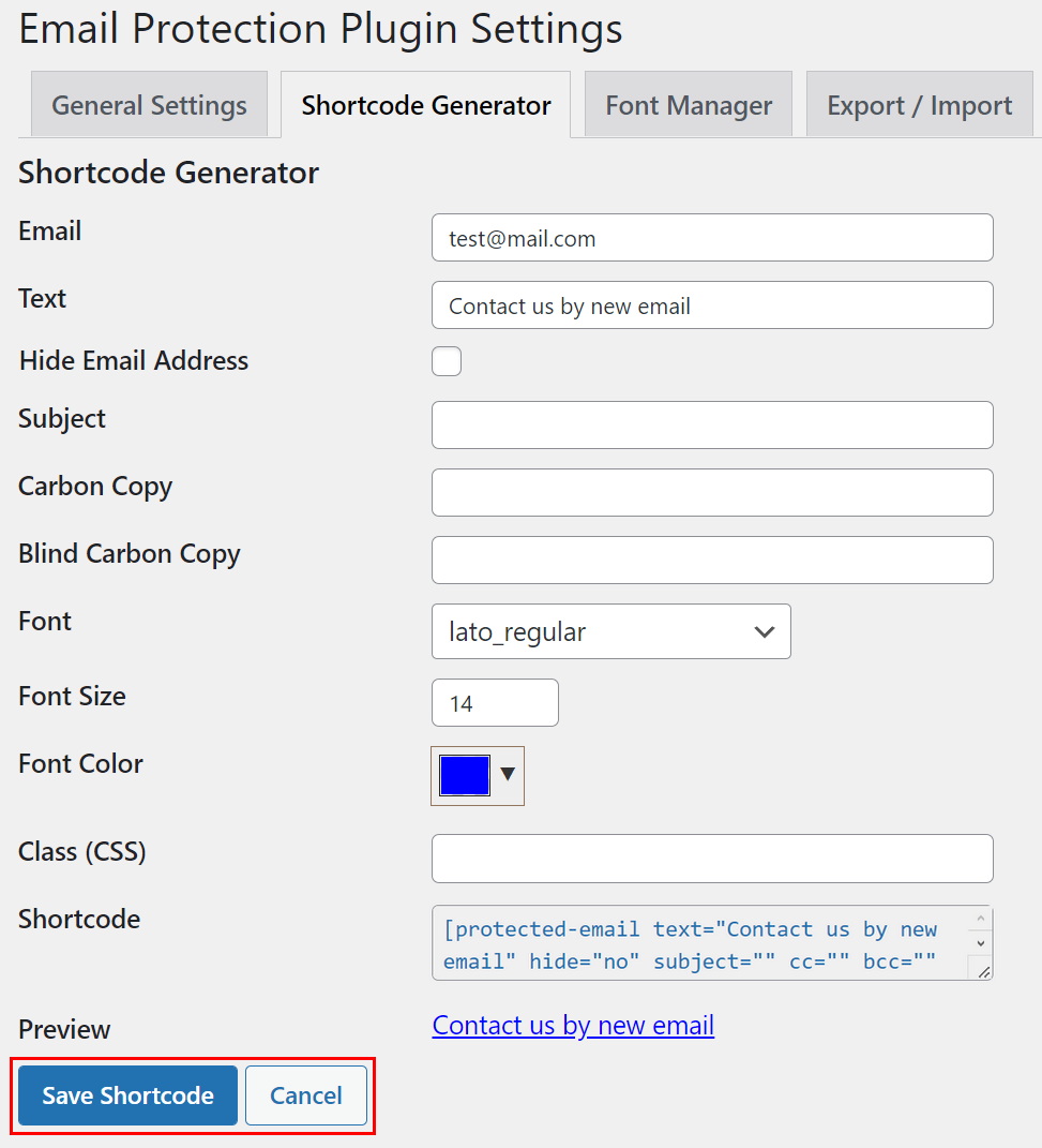 Shortcode Generator